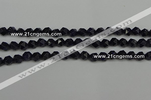 CNG7407 15.5 inches 10mm faceted nuggets blue goldstone beads