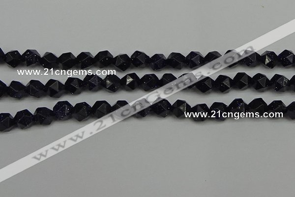 CNG7408 15.5 inches 12mm faceted nuggets blue goldstone beads