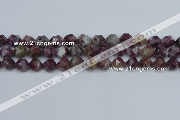 CNG7412 15.5 inches 10mm faceted nuggets tourmaline beads