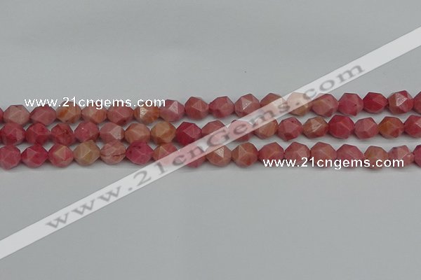 CNG7421 15.5 inches 8mm faceted nuggets rhodochrosite beads