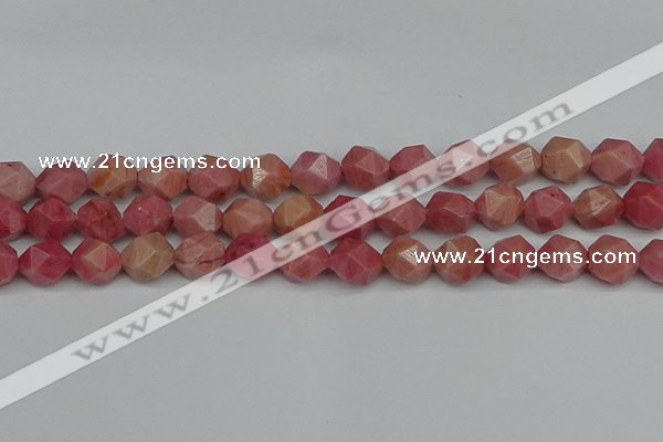 CNG7422 15.5 inches 10mm faceted nuggets rhodochrosite beads