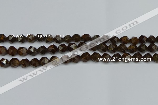 CNG7441 15.5 inches 8mm faceted nuggets bronzite gemstone beads