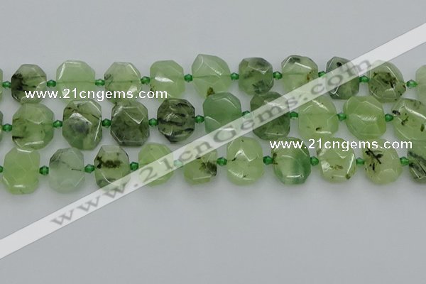 CNG7452 12*16mm - 15*20mm faceted freeform prehnite beads