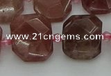 CNG7455 12*16mm - 15*20mm faceted freeform strawberry quartz beads