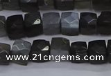 CNG7490 15.5 inches 8*8mm faceted nuggets black moonstone beads