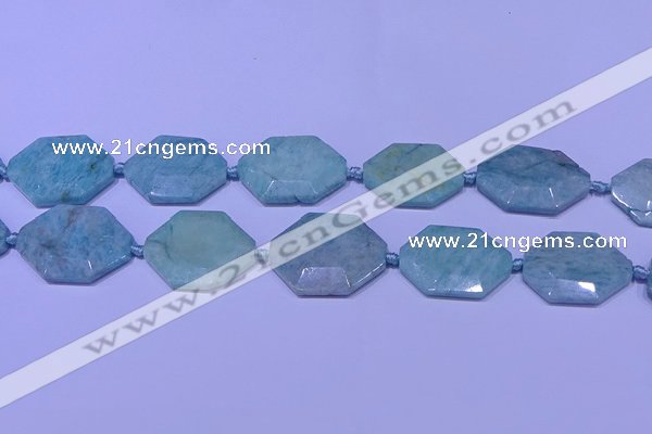 CNG7512 15.5 inches 25*35mm - 30*40mm faceted freeform amazonite beads