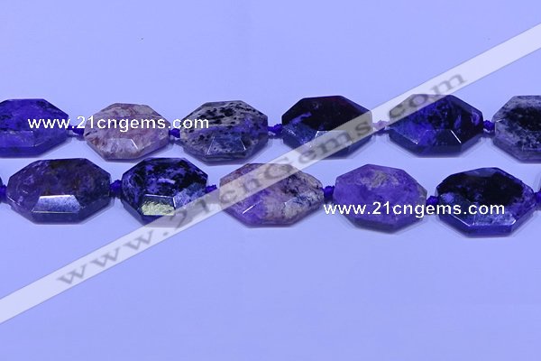 CNG7516 15.5 inches 25*35mm - 30*40mm faceted freeform charoite beads