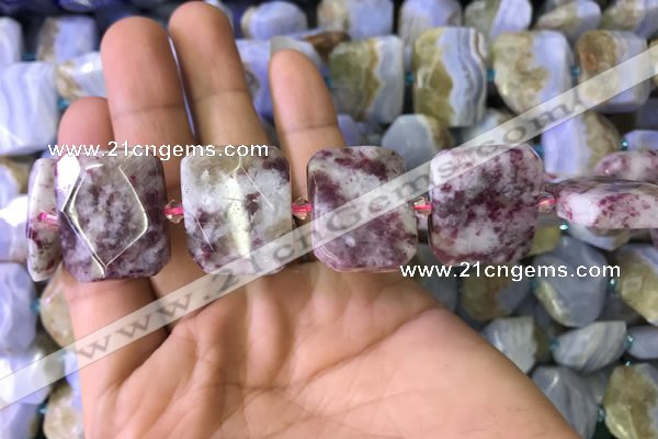 CNG7565 18*25mm - 20*28mm faceted freeform pink tourmaline beads