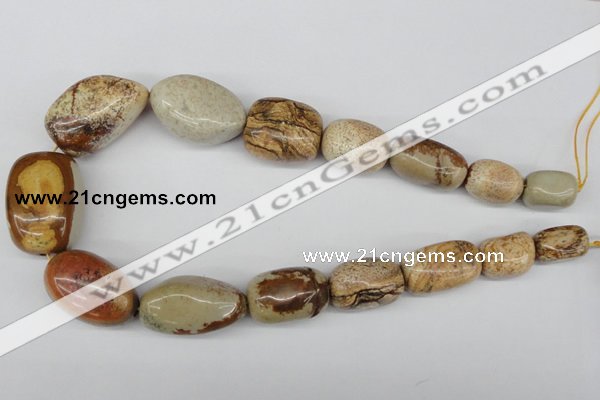 CNG76 15.5 inches 12*18mm - 20*30mm nuggets picture jasper beads