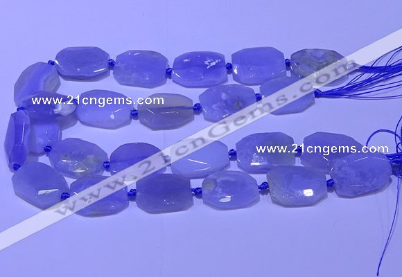 CNG7623 20*30mm - 22*32mm faceted freeform blue chalcedony beads