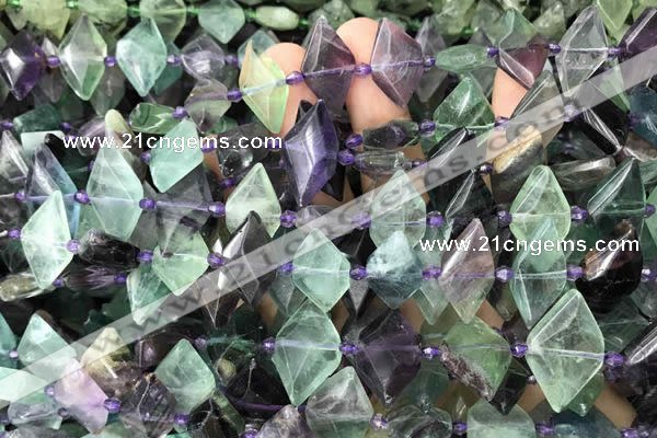 CNG7705 15.5 inches 13*20mm - 15*25mm faceted freeform fluorite beads