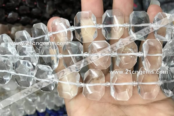 CNG7750 13*18mm - 15*25mm faceted freeform white crystal beads