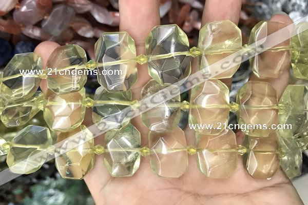 CNG7752 13*18mm - 15*25mm faceted freeform lemon quartz beads