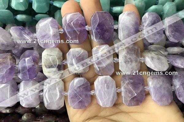 CNG7758 13*18mm - 15*25mm faceted freeform lavender amethyst beads