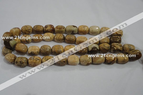 CNG776 15.5 inches 13*18mm nuggets picture jasper beads wholesale