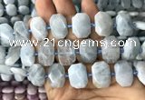 CNG7762 13*18mm - 15*25mm faceted freeform aquamarine beads