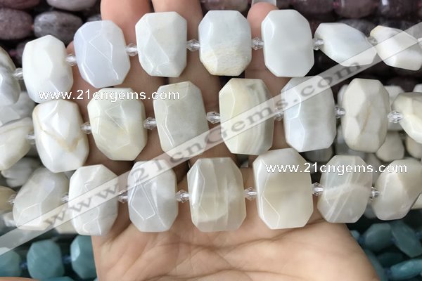 CNG7764 13*18mm - 15*25mm faceted freeform grey moonstone beads