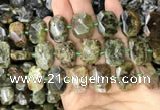 CNG7767 13*18mm - 15*25mm faceted freeform green garnet beads