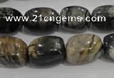 CNG777 15.5 inches 13*18mm nuggets black line jasper beads wholesale