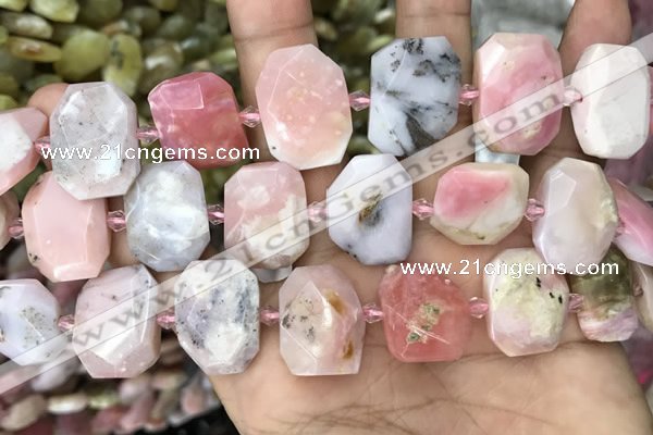 CNG7780 13*18mm - 15*25mm faceted freeform pink opal beads