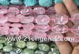 CNG7801 13*18mm - 18*25mm faceted freeform rose quartz beads