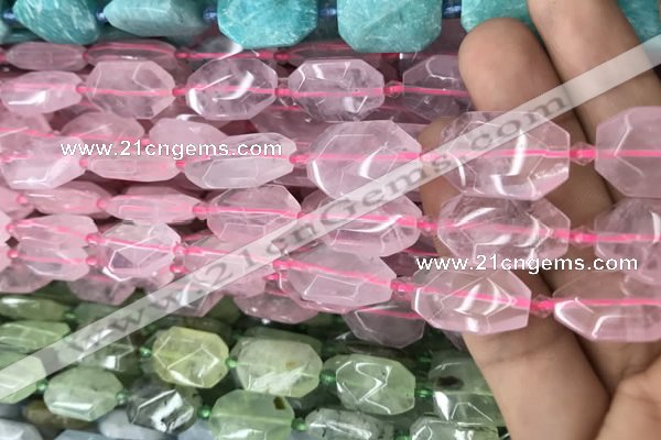 CNG7801 13*18mm - 18*25mm faceted freeform rose quartz beads