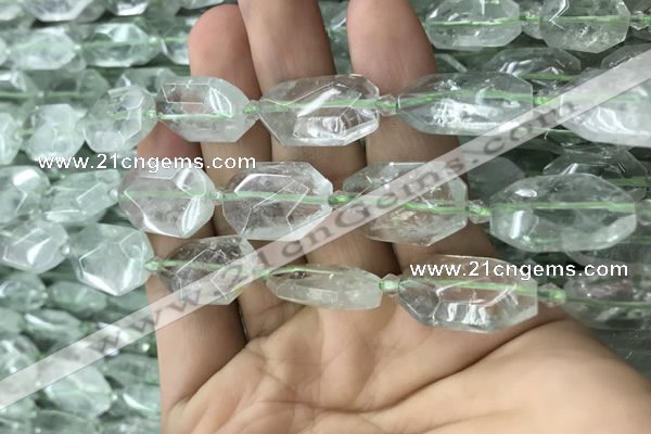 CNG7803 13*18mm - 18*25mm faceted freeform green quartz beads