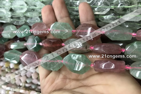 CNG7807 13*18mm - 18*25mm faceted freeform mixed strawberry quartz beads