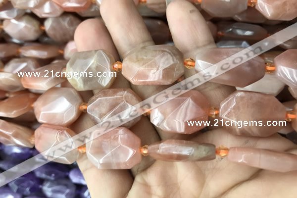 CNG7810 13*18mm - 18*25mm faceted freeform orange moonstone beads