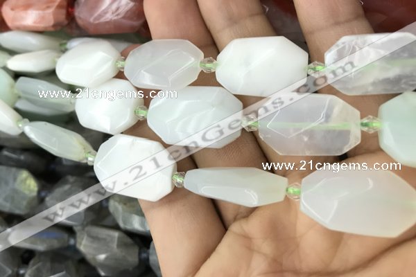 CNG7812 13*18mm - 18*25mm faceted freeform light prehnite beads