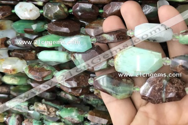 CNG7817 13*18mm - 18*25mm faceted freeform Australia chrysoprase beads