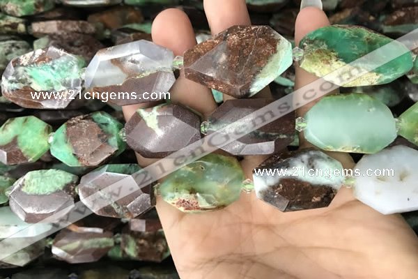 CNG7832 20*28mm - 25*35mm faceted freeform Australia chrysoprase beads