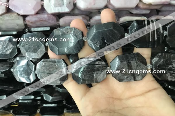 CNG7837 22*30mm - 25*35mm faceted freeform hypersthene beads