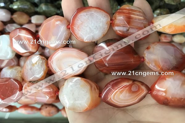 CNG7840 20*25mm - 25*30mm faceted freeform red agate beads