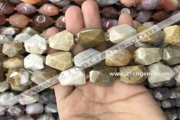 CNG7843 12*16mm - 15*25mm faceted nuggets fossil coral beads