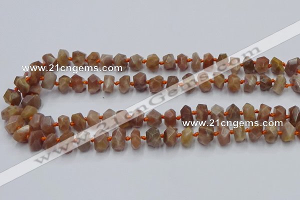 CNG7854 15.5 inches 6*10mm - 8*12mm faceted nuggets sunstone beads