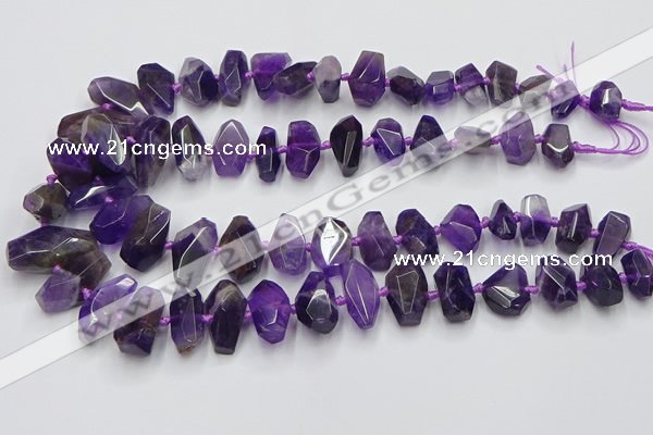 CNG7855 15.5 inches 8*12mm - 15*25mm faceted nuggets amethyst beads