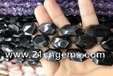 CNG7869 13*18mm - 18*25mm faceted freeform black tourmaline beads