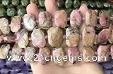 CNG7888 13*18mm - 15*25mm faceted freeform rhodonite beads