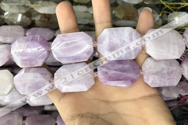 CNG7914 22*30mm - 25*35mm faceted freeform kunzite beads