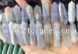 CNG7925 8*22mm - 12*40mm faceted nuggets blue chalcedony beads