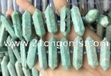 CNG7927 15.5 inches 10*25mm - 12*45mm faceted nuggets amazonite beads