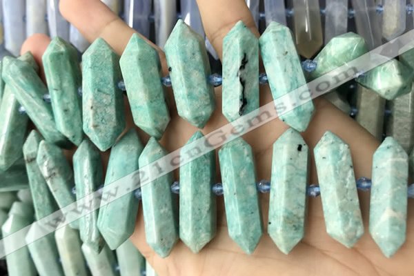 CNG7927 15.5 inches 10*25mm - 12*45mm faceted nuggets amazonite beads