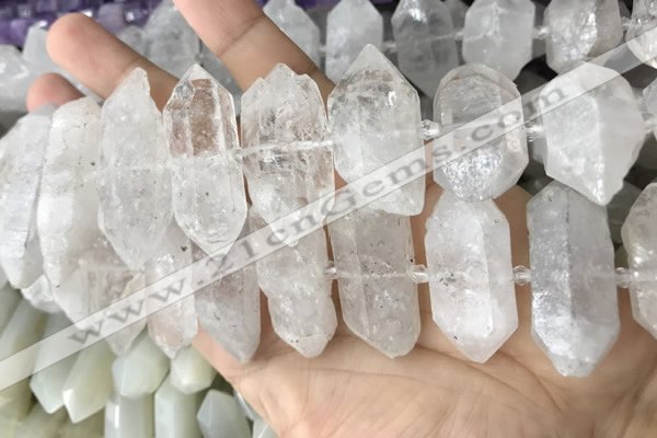 CNG7940 15*30mm - 17*30mm faceted nuggets white crystal beads