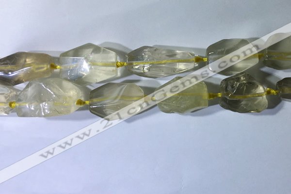 CNG7953 15.5 inches 15*25mm - 20*40mm nuggets lemon quartz beads