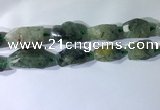 CNG7954 15.5 inches 15*25mm - 20*40mm nuggets green rutilated quartz beads