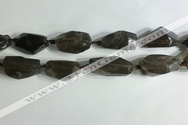 CNG7955 15.5 inches 15*25mm - 20*40mm nuggets smoky quartz beads