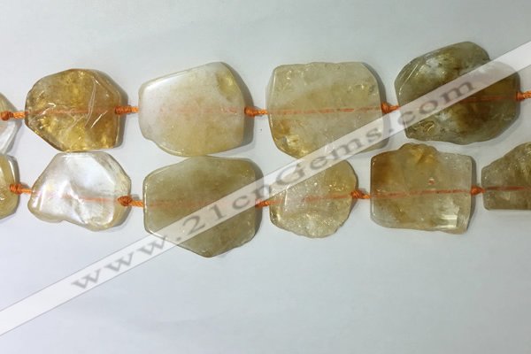 CNG7972 25*30mm - 35*45mm freeform citrine slab beads