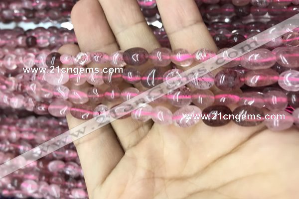 CNG8006 15.5 inches 6*8mm nuggets strawberry quartz beads