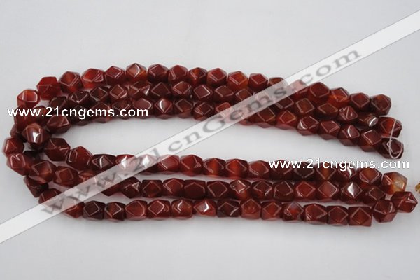 CNG802 15.5 inches 9*12mm faceted nuggets red agate gemstone beads